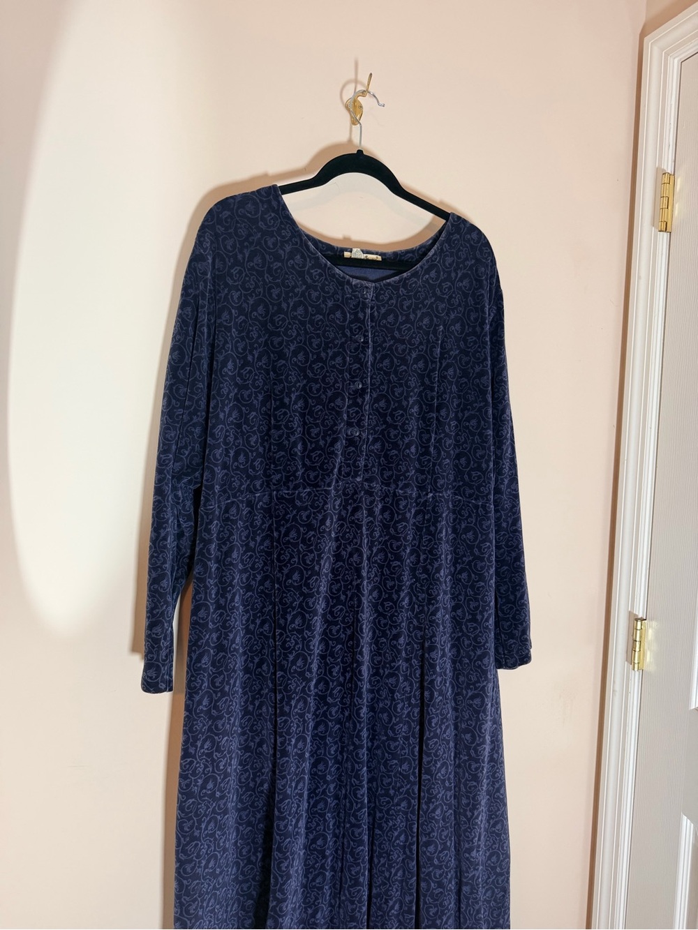 Women's Navy Blue Long Sleeve A-Line Nightgown
